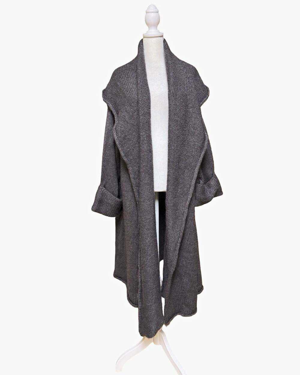 Soft Surroundings 2X Gray Wool Mohair Blend Hooded Open Cardigan Sweater